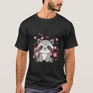 Raccoon Animals For Kawaii Cherry Blossoms T Shirt
