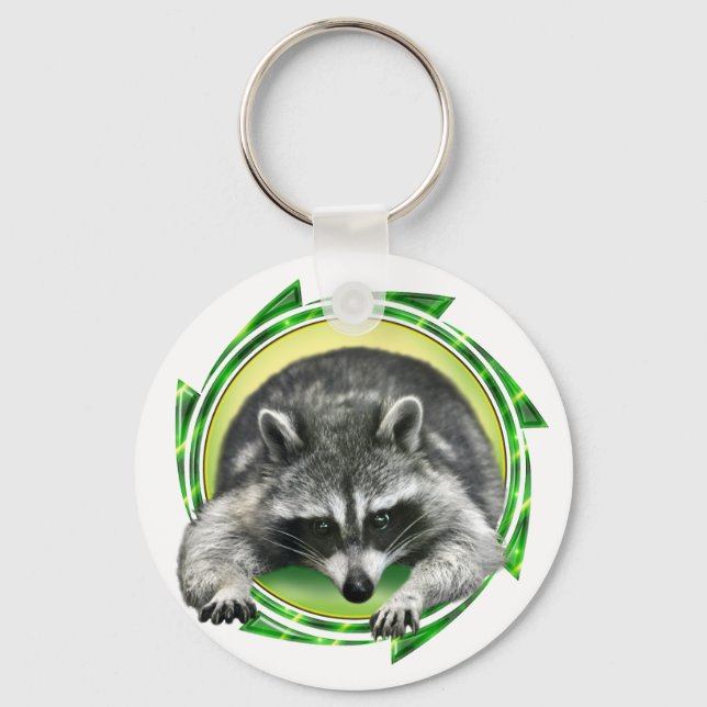 Raccoon Ansikte Nyckelring (Framsida)