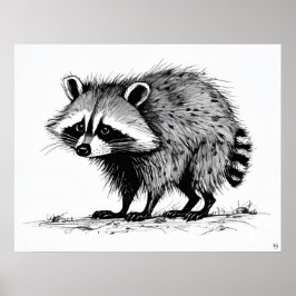 Raccoon - Archival Art Print Poster