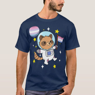 Raccoon Astronaut Bigender Pride T Shirt