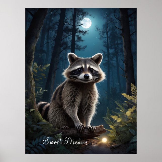 Raccoon Äventyr av Moonlight Wildlife Poster (Framsidan)