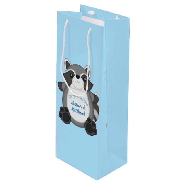 Raccoon Baby Shower Blue (Framsidan Vinklad)