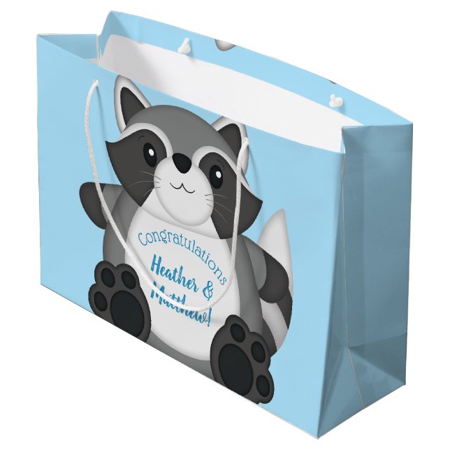 Raccoon Baby Shower Blue (Baksidan Vinklad)