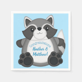 Raccoon Baby Shower Blue Pappersservett