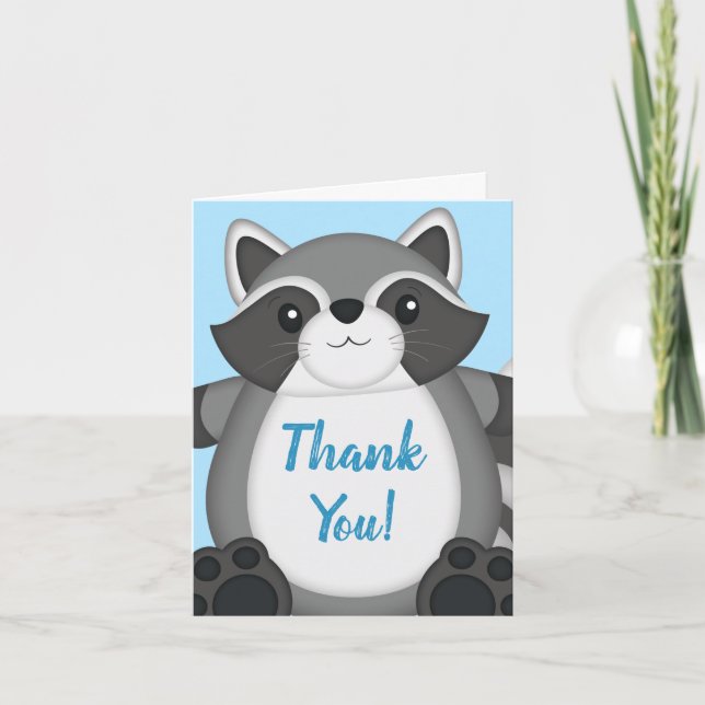 Raccoon Baby Shower Blue Tack Kort (Framsida)