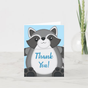 Raccoon Baby Shower Blue Tack Kort