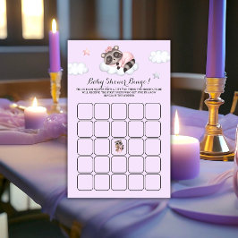 Raccoon Baby Shower Lavender Game Bingo