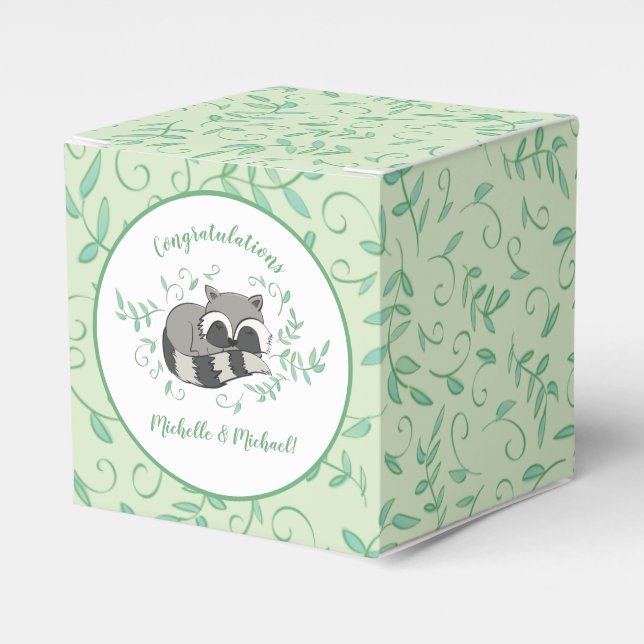Raccoon Baby Shower Presentaskar (Framsidan Sidan)