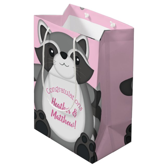 Raccoon Baby Shower Rosa (Baksidan Vinklad)