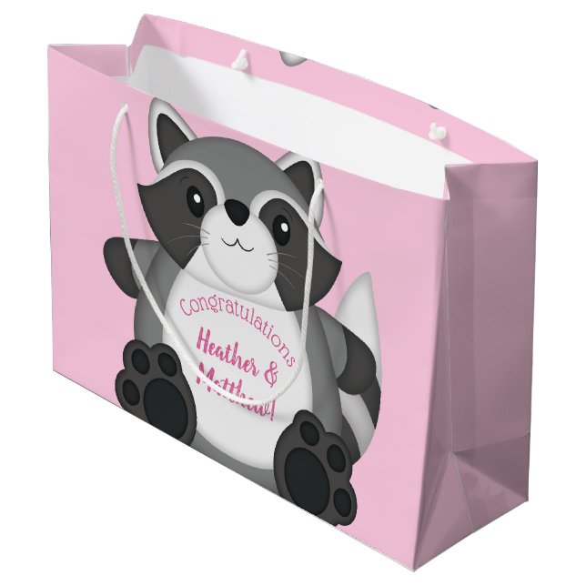 Raccoon Baby Shower Rosa (Baksidan Vinklad)