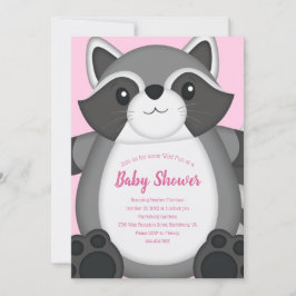 Raccoon Baby Shower Rosa Inbjudningar