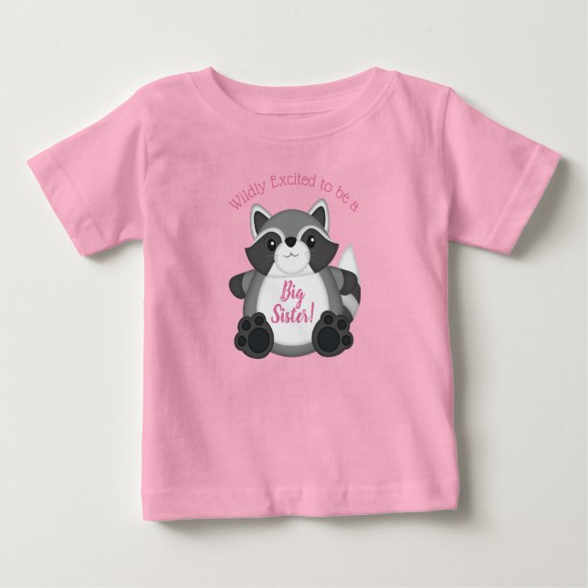 Raccoon Baby Shower Rosa T Shirt (Framsida)