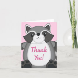 Raccoon Baby Shower Rosa Tack Kort
