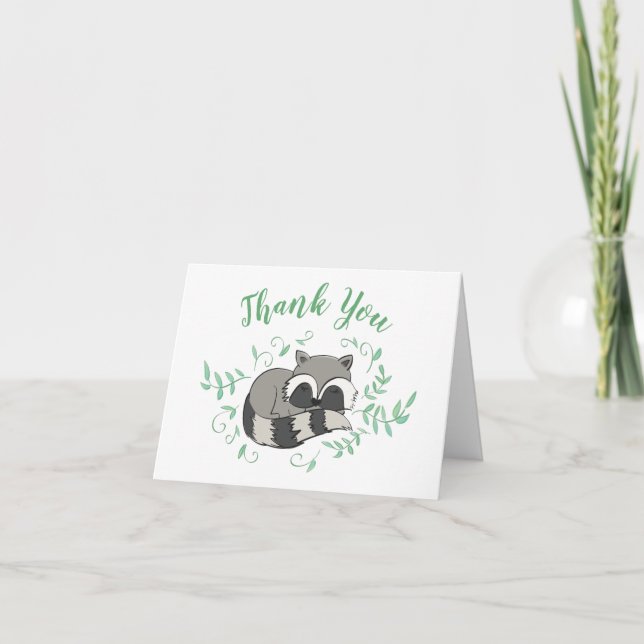 Raccoon Baby Shower Tack Kort (Framsida)