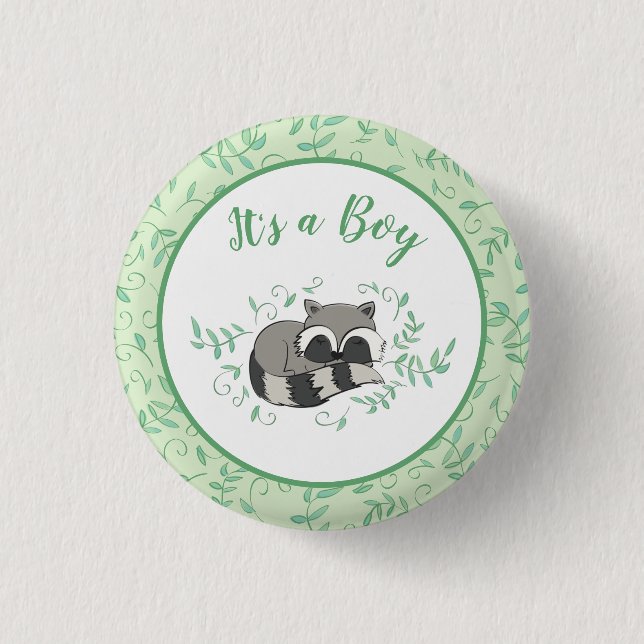 Raccoon Baby Shower Woodland Animals Knapp (Framsida)