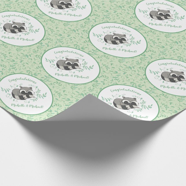 Raccoon Baby Shower Woodland Animals Presentpapper (Hörn)