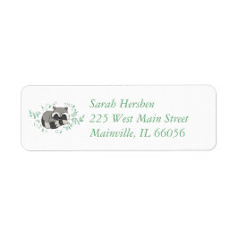 Raccoon Baby Shower Woodland Animals Returadress Etikett