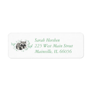 Raccoon Baby Shower Woodland Animals Returadress Etikett