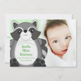 Raccoon Baby Shower Woodland Inbjudningar