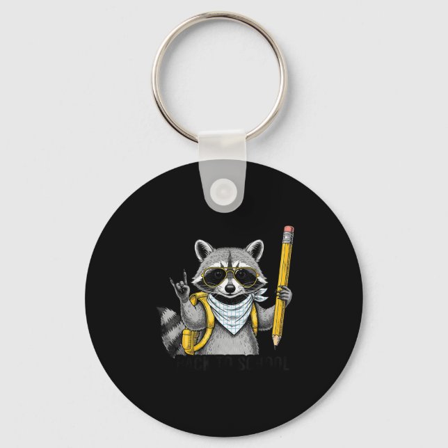Raccoon Back To School Funny For Teacher Boy Girl  Nyckelring (Framsida)