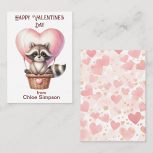 Raccoon Balloon Barn Valentine Classroom Party Anteckningskort