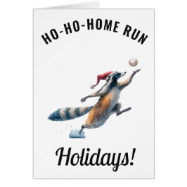 Raccoon Baseball Holiday Card – Editable Message Hälsningskort
