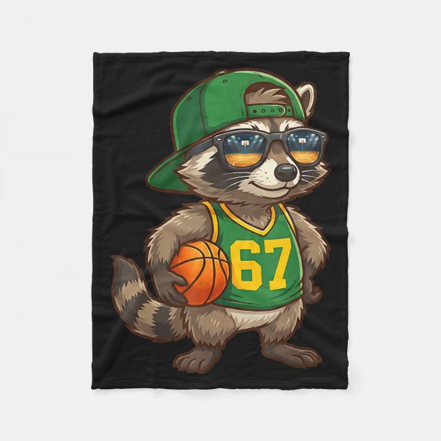 Raccoon Basketball 67 Gen Alpha Slang Srts Men Boy Fleecefilt (Framsidan)