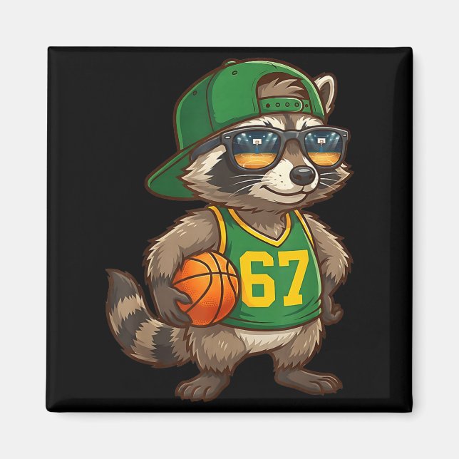 Raccoon Basketball 67 Gen Alpha Slang Srts Men Boy Magnet (Framsidan)