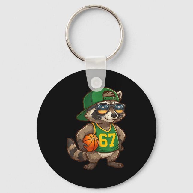 Raccoon Basketball 67 Gen Alpha Slang Srts Men Boy Nyckelring (Framsida)