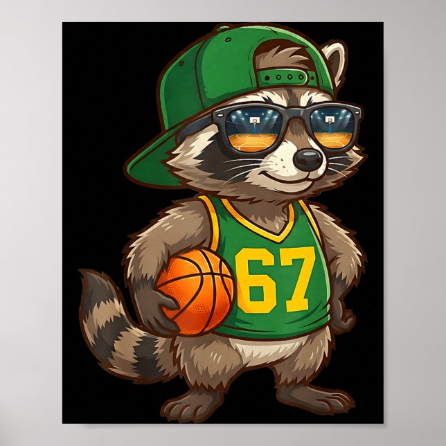 Raccoon Basketball 67 Gen Alpha Slang Srts Men Boy Poster (Framsidan)