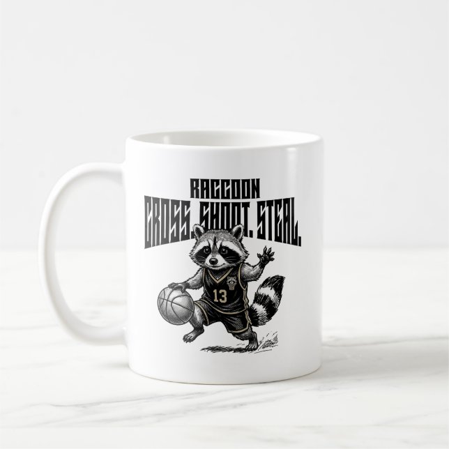 Raccoon Basketball Star - Cross Shoot Steal Graph Kaffemugg (Vänster)