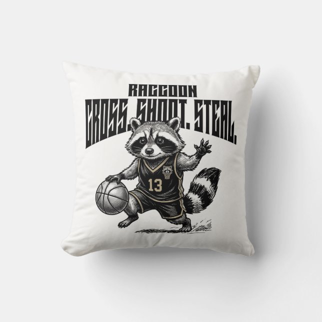 Raccoon Basketball Star - Cross Shoot Steal Graph Kudde (Framsida)
