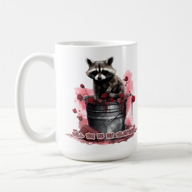 Raccoon, blir du min Valentine? Kaffemugg (Vänster)