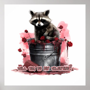 Raccoon, blir du min Valentine? Poster
