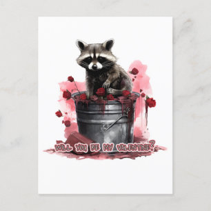 Raccoon, blir du min Valentine? Vykort