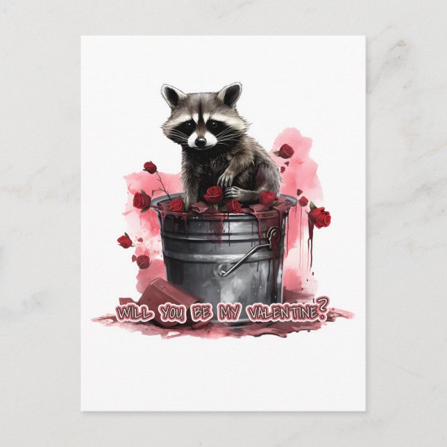 Raccoon, blir du min Valentine? Vykort (Framsida)