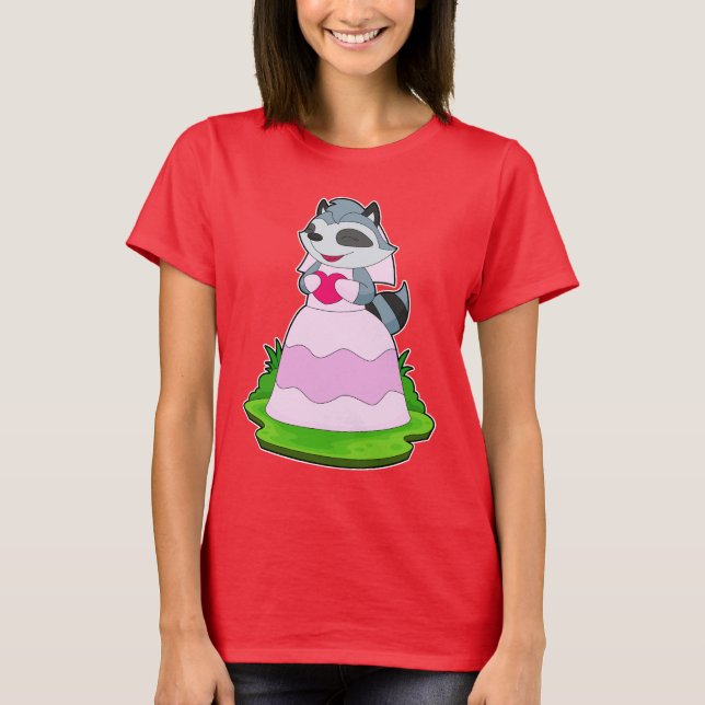 Raccoon Bride Heart Bröllop T Shirt (Framsida)
