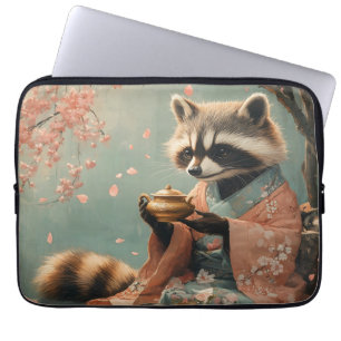 Raccoon Buddha: Fredliga teatern under Cherry Träd Laptop Fodral