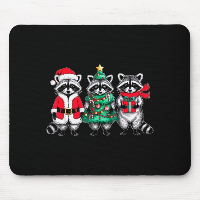 Raccoon Christmas Tree Light Santa Hat Xmas Family Musmatta (Framsidan)
