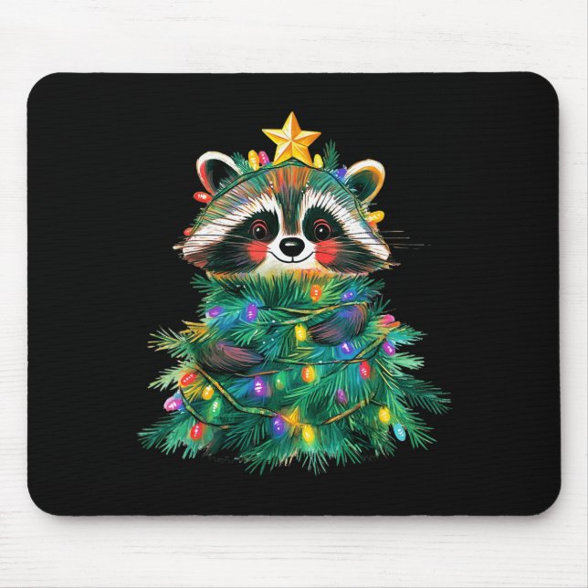 Raccoon Christmas Tree Pajamas Girls Boys Xmas Lig Musmatta (Framsidan)