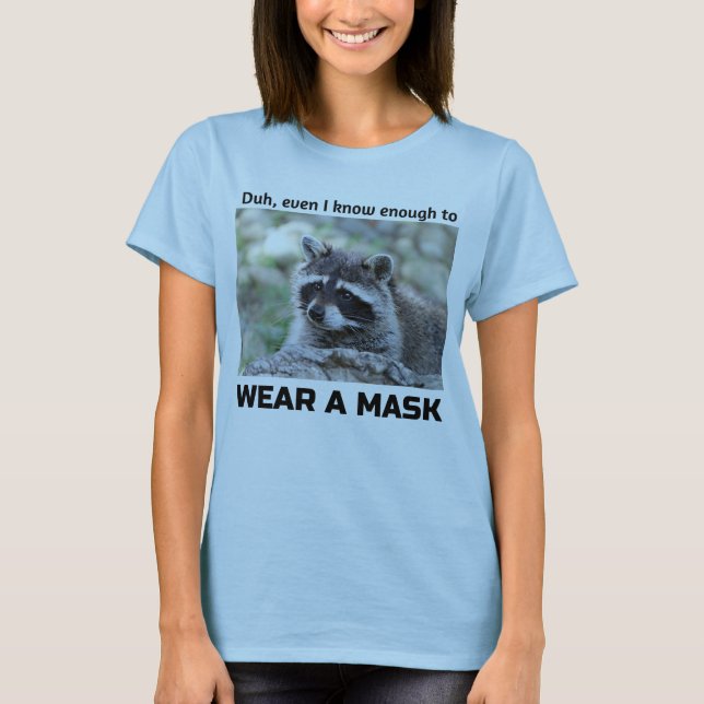 Raccoon Covid frågar efter masken från Funnycomb T Shirt (Framsida)