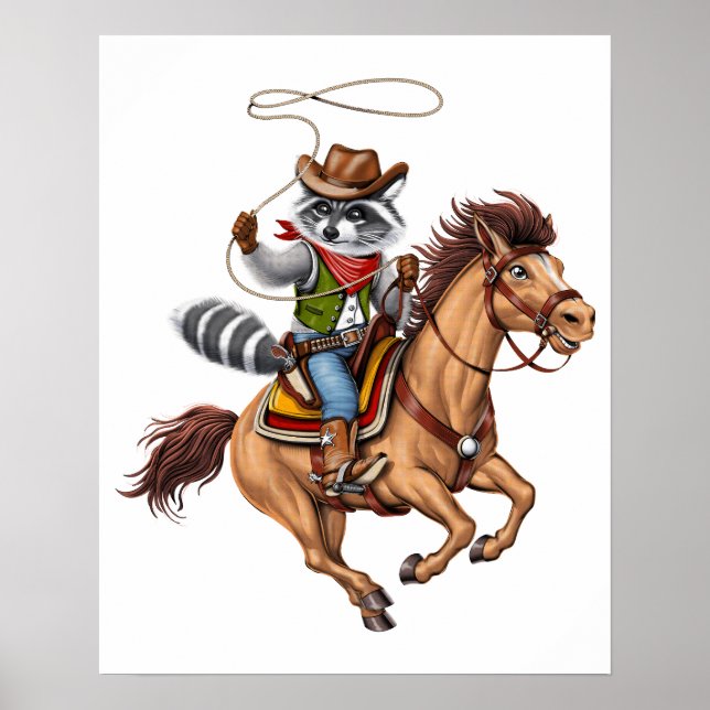 Raccoon Cowboy Rodeo Poster (Framsidan)