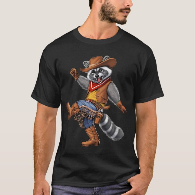 Raccoon Cowboy T Shirt (Framsida)