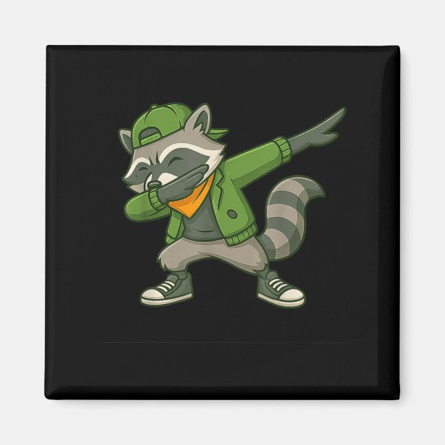 Raccoon Dab Streetwear Clic Funny For Men Women Ki Magnet (Framsidan)
