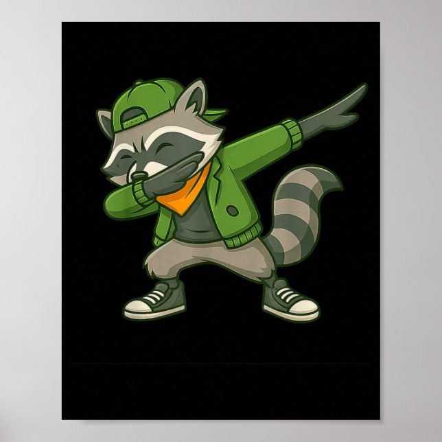 Raccoon Dab Streetwear Clic Funny For Men Women Ki Poster (Framsidan)
