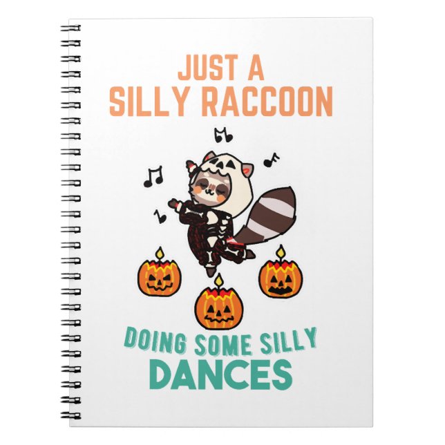 Raccoon Dancing Halloween Pumpkin Party Anteckningsbok (Framsidan)