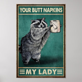 Raccoon din buut Napkins My Dam Poster