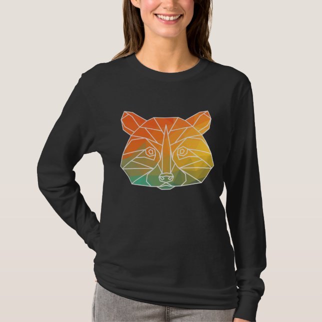 Raccoon disline Polygons Watercolor Silhouette T Shirt (Framsida)