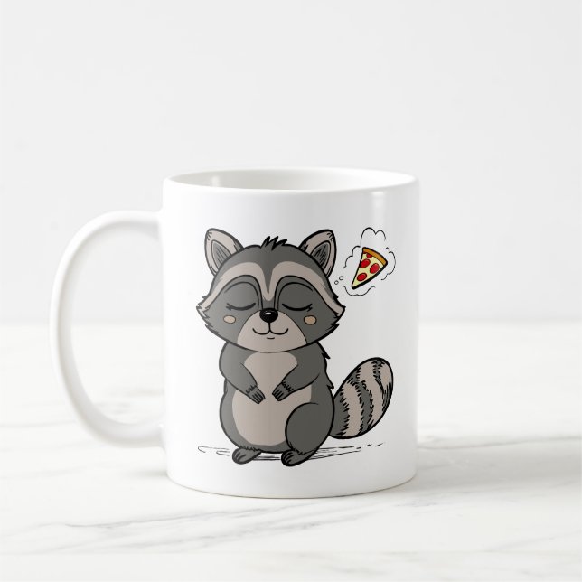 Raccoon Dream - Pizza! Kaffemugg (Vänster)