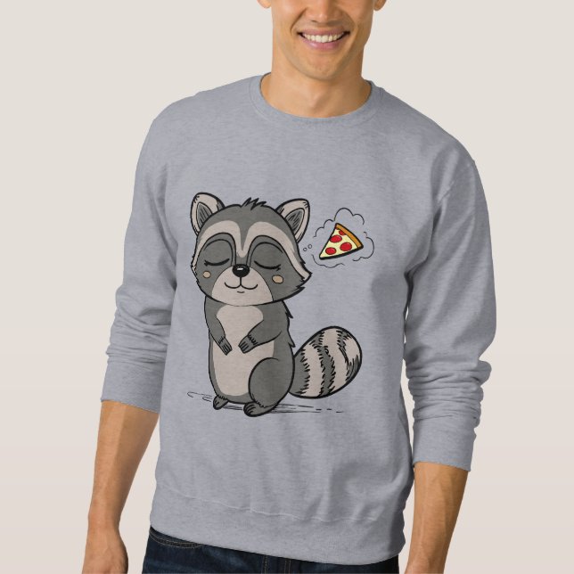 Raccoon Dream - Pizza! Lång Ärmad Tröja (Framsida)